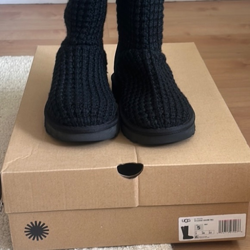 UGG Black Knit Tall Boots